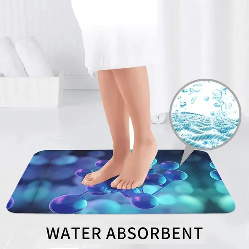 Vista 5 de CO2 Pattern absorbent non-slip floor mat set of 3 - suitable for bathroom, bedroom, kitchen