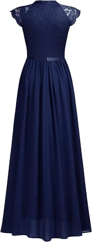 Vista 7 de Miusol Vestido largo formal sin mangas con encaje floral para dama de honor