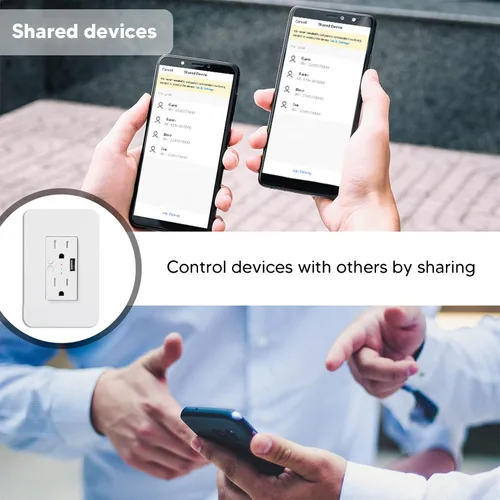 Vista 4 de Enchufe eléctrico controlado por voz de KS 604S Smart USB Wall Outlets para el hogar