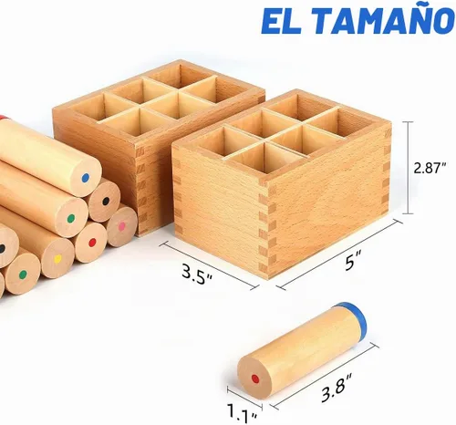 Vista 4 de Juego de cilindros de sonido Montessori Sensorial Material Caja de sonido Juguete de desarrollo temprano con caja de madera