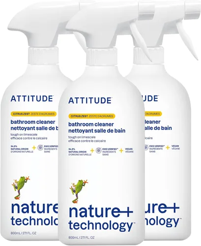 Vista 11 de ATTITUDE Spray limpiador de baño, verificado por EWG, a base de plantas y vegano, seguro para superficies de baño, azulejos, bañeras, paredes