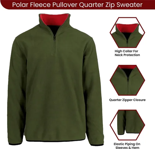 Vista 3 de JH DESIGN GROUP Sudadera Pullover Térmica de Forro Polar con Cremallera de un Cuarto para Hombre de Manga Larga Suéter de Peso Medio en 6