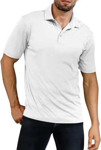 Vista 2 de JOYMASAR Camisas de golf para hombre - Polo de manga corta sólido que absorbe la humedad