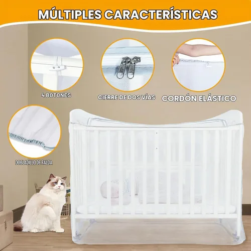 Vista 5 de Orzbow Toldo para cuna – Funda para cuna para evitar que el bebé salga, protege de trepar y, insectos, mosquitos, mosquitero cifrado para bebé