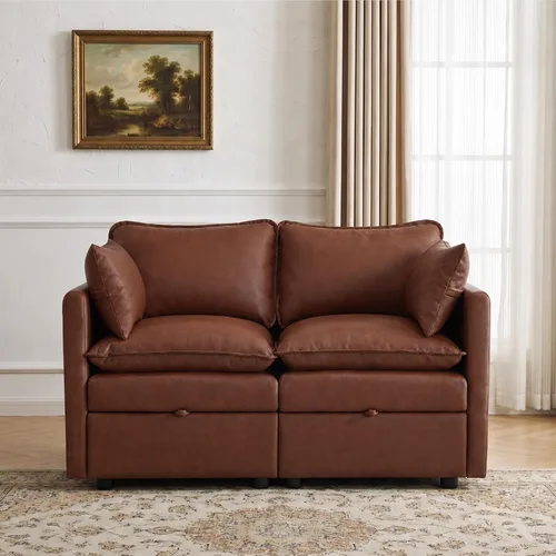 Vista 77 de Otomana cuadrada grande de 27 pulgadas con almacenamiento, reposapiés tapizado moderno con patas antideslizantes para sofá, mesa de café, sala
