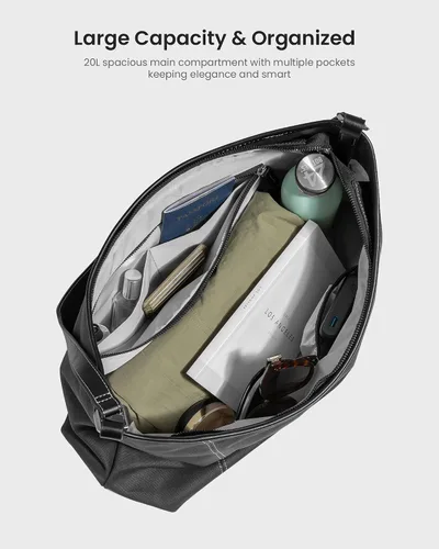 Vista 4 de tomtoc Bolsa de mano para laptop, bolsa de hombro resistente al agua de 15.6 pulgadas, gran capacidad con una funda separada para computadora