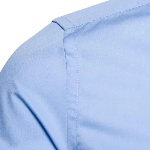 Vista 4 de LOCALMODE Camisa de negocios de algodón ajustada para hombre, manga larga, con botones