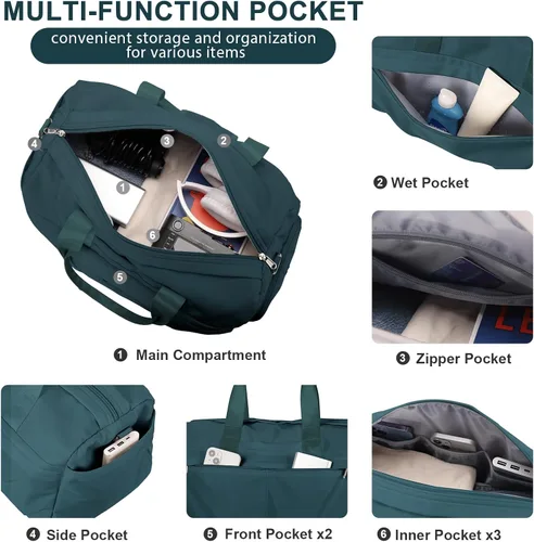 Vista 3 de Bolsa de viaje para gimnasio, bolsa de hombro para mujer, bolsa de hombro para fin de semana