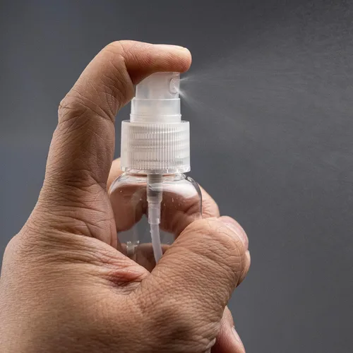 Vista 4 de SEVENHEAD Botella atomizadora de aceite esencial de plástico de 2.0 fl oz, 2 onzas, tres colores, transparente, blanco, ámbar, botella pequeña