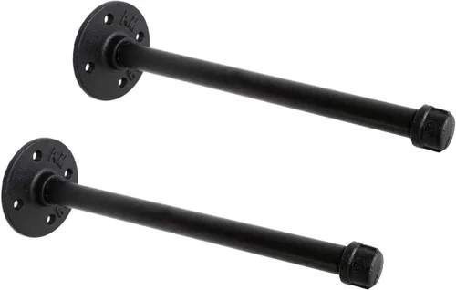 Vista 14 de Soportes industriales de tubo de hierro negro de 1/2 pulgada, soporte rústico para colgar en la pared, soportes de tubo personalizados para estantes