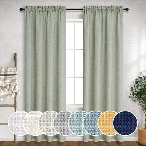 Vista 23 de Mrs.Naturall - Cortinas transparentes con bolsillo para barra de 36x63 pulgadas de lino mezclado negro