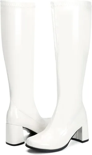 Vista 2 de Botas Go Go para mujer, botas con cremallera y tacón de bloque por encima de la rodilla