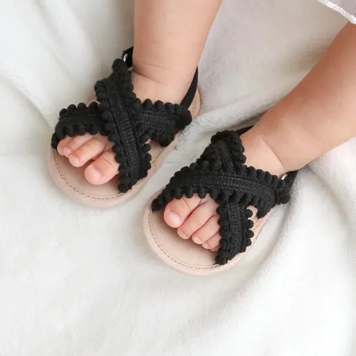 Vista 2 de SOFMUO Sandalias para bebés y niñas, suela suave de primera calidad, para interiores, planas, para recién nacidos, ligeras, cómodas, zapatos