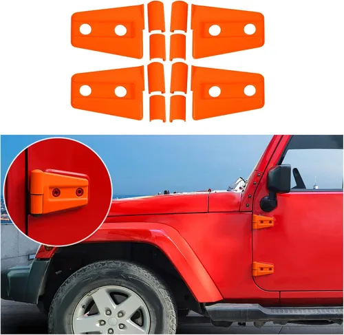 Vista 8 de 4 cubiertas protectoras de bisagra de puerta para Jeep Wrangler JK 2007-2018 de 2 puertas (negro)