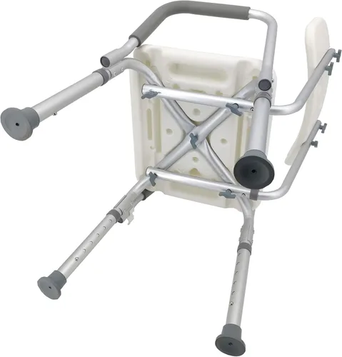 Vista 7 de FixtureDisplays® Silla de ducha asiento de baño con reposabrazos acolchados y respaldo capacidad 350 libras, video Assebmly proporcionado