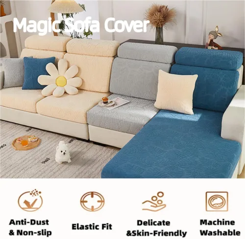 Vista 4 de Funda mágica universal para interior de sofá, funda de sofá resistente al desgaste, funda de sofá modular en forma de L, diván con cojín separado