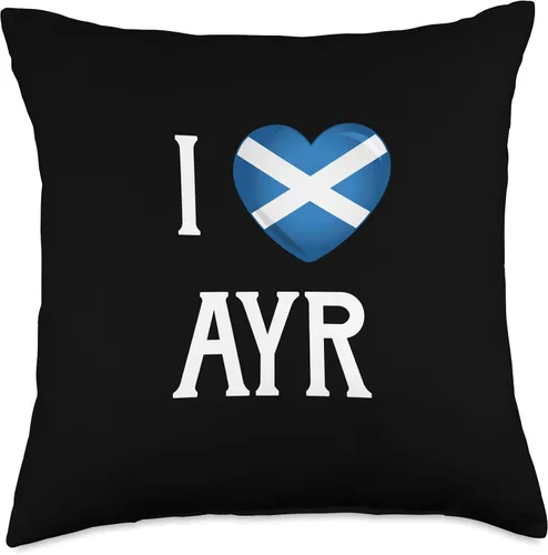 Vista 4 de I Love Ayr Scotland Flag Heart Saltire Scottish Throw Pillow