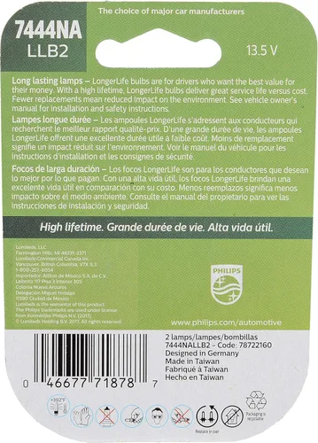 Vista 2 de Philips Automotive Lighting Bombilla miniatura 7444NA LongerLife, paquete de 2