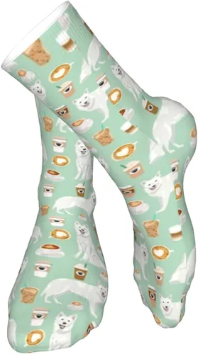 Vista 2 de chegna White Shepherd White German Shepherds Coffees - Calcetines atléticos de diseño de pastor blanco para correr, calcetines deportivos acolchados