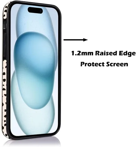 Vista 6 de uCOLOR - Funda tipo cartera para iPhone 15 con tarjetero y diseño de lunares con leche de almendra Bloqueo RFID de piel sintética para mujeres