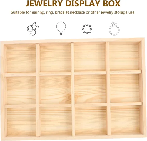 Vista 7 de EXCEART Bandeja de almacenamiento de joyas retro de 13.77 x 9.44 x 5.51 pulgadas, organizador de platos decorativos para anillos, collares