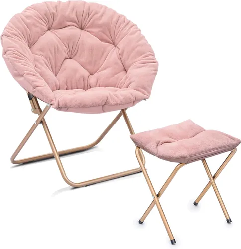 Vista 13 de Cómoda silla con platillo, silla de sala de estar, silla plegable acolchada suave de piel sintética, silla de luna cómoda para sala de estar