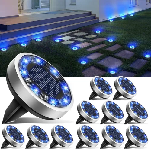 Vista 23 de Btfarm Paquete de 16 luces solares impermeables para exteriores, 8 luces LED solares para suelo