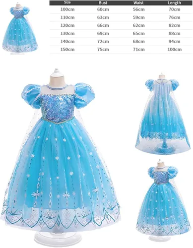 Vista 6 de Vestido de princesa para niñas con perlas elegante disfraz de cumpleaños para niños pequeños guantes corona varita