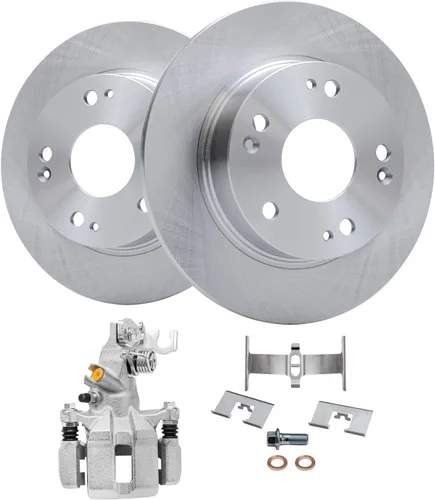 Vista 18 de Detroit Axle - Juego de rotores de freno de disco trasero + Sustitución de calibrador de freno de disco trasero izquierdo para Acura TL Honda