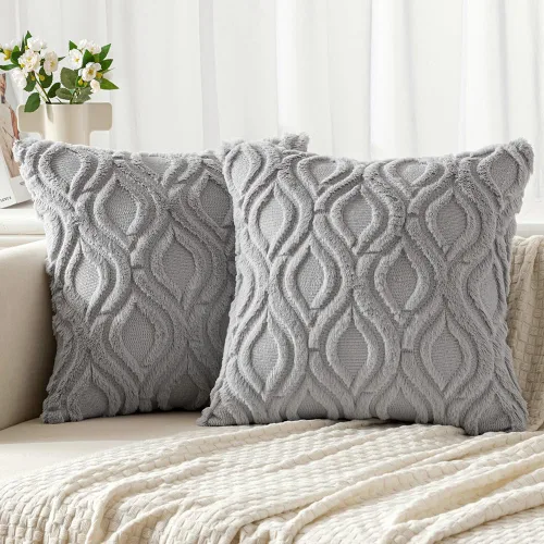 Vista 26 de MIULEE - Juego de 2 fundas de almohada de lana sintética suave y afelpada, fundas decorativas de estilo bohemio para sofá, sala de estar, cama, 16 x