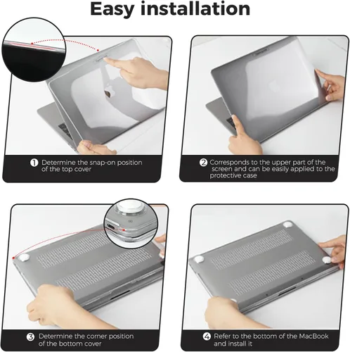 Vista 6 de EooCoo Funda compatible con MacBook Pro de 13 pulgadas, versión 2022-2016, chip M2 M1, carcasa dura transparente, fácil de instalar, funda