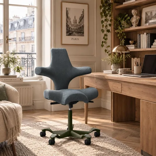 Vista 79 de HAG Capisco - Silla Sit to Stand con marco plateado, tapizada, color verde brillante Verde (Bright Green)