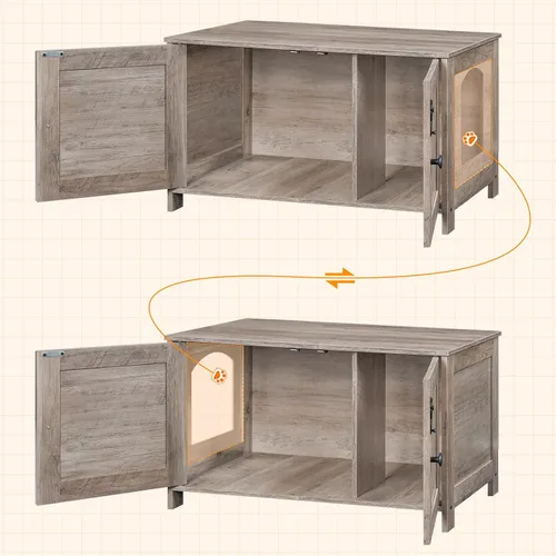 Vista 8 de HOOBRO Gabinete para Caja de Arena, Mueble para Caja de Arena de Gato con Divisor Removible, Mueble Grande para Caja de Arena Oculta, Casa de Madera