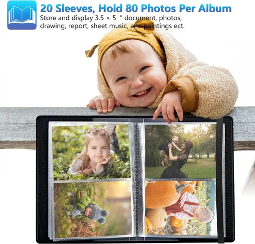 Vista 4 de Álbum de fotos de 3.5 x 5 pulgadas, cubierta de piel sintética de pequeña capacidad, mini álbum de fotos de águila americana de 3.5 x 5 con banda