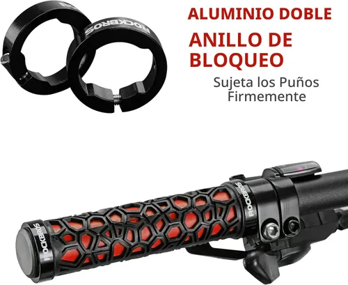 Vista 3 de ROCKBROS Puños de manillar de bicicleta con doble bloqueo Puños de bicicleta antideslizantes para manillar de bicicleta para MTB, BMX, patinetas