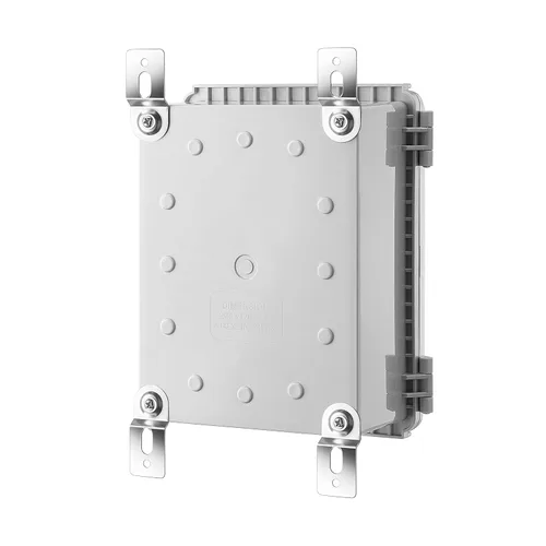 Vista 6 de Caja de conexiones Gratury, carcasa de plástico impermeable IP67 para proyectos eléctricos, cubierta con bisagras gris, incluye placa de montaje
