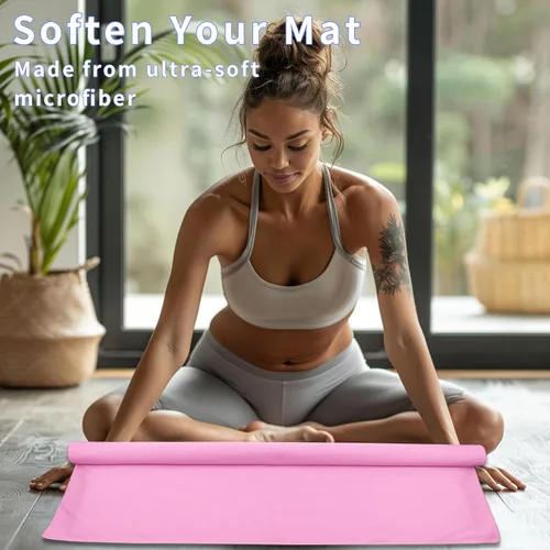 Vista 4 de MIAOMIAO Juego de toallas antideslizantes para yoga caliente, microfibra súper absorbente, 24.5 x 72 pulgadas, diseño antideslizante, sin lesiones