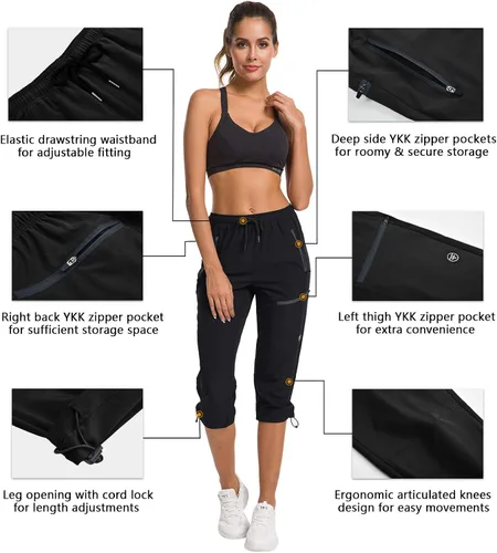 Vista 2 de ChinFun Pantalones capri de senderismo para mujer, de secado rápido, estilo cargo, recortados, resistentes al agua, UPF 50+