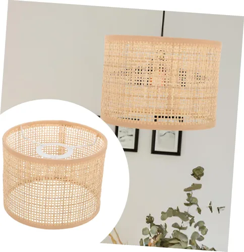 Vista 7 de Uonlytech Pantalla de lámpara de araña, pantalla de ratán E27, lámpara de casa de campo, accesorios de luz para lámpara de mesa, lámpara de pie