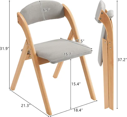 Vista 2 de Karl home Sillas de comedor plegables, juego de 2 sillas de comedor apilables, sillas plegables portátiles con cojín para invitados, ideal
