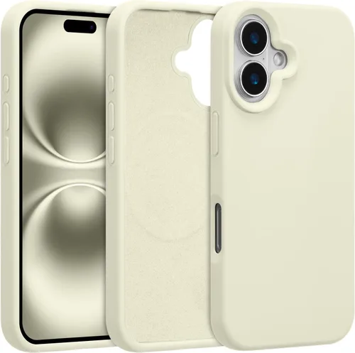 Vista 447 de Funda magnética de silicona para iPhone 13 Pro, color blanco antiguo [Compatible con Magsafe] [Forro de microfibra suave antiarañazos], funda
