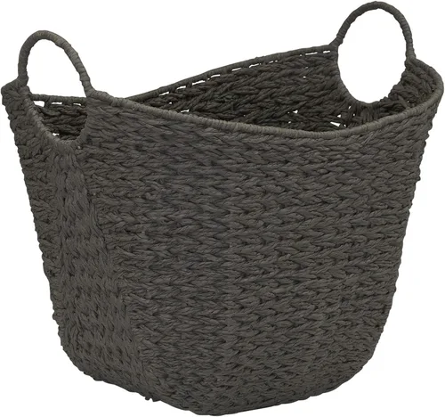 Vista 13 de Household Essentials Cesta de cuerda de papel con asas, cesta de almacenamiento tejida natural, ideal para decoración u organización