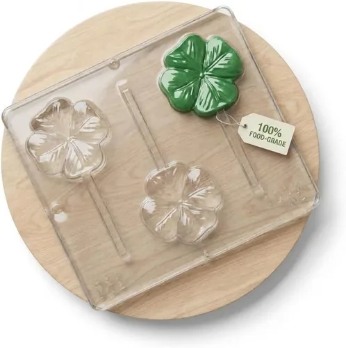 Vista 4 de Cuatro hojas trébol/trébol piruleta chocolate caramelo molde Día de San Patricio 4001