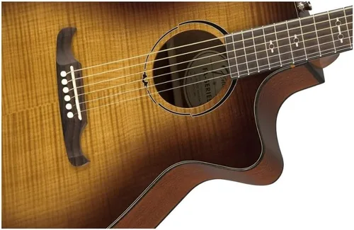 Vista 6 de Fender FA-345CE Auditorium Cutaway Guitarra acústica, con 2 años de garantía, ráfaga de té de 3