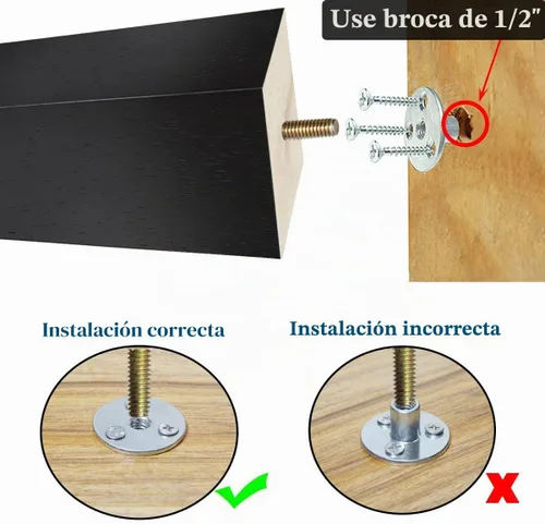 Vista 6 de Juego de 6 patas para muebles de 6 pulgadas, color negro, patas otomanas de repuesto para sofá seccional, cómoda, reclinable, mesita de noche