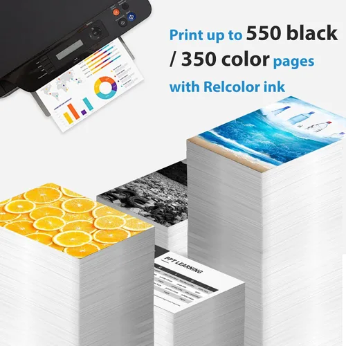 Vista 2 de Relcolor Cartucho de tinta de repuesto compatible para Canon 245XL (2 unidades) 245 PG245 trabajo para MX490 MG2522 MX492 TR4520 TR4500 MG2520