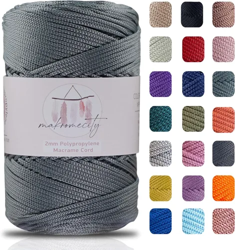 Vista 29 de Makromecity, Cordón de macramé de poliéster de 2 mm x 250 yardas (750 pies) Cordón de macramé de 2 mm de polipropileno para arte y manualidades