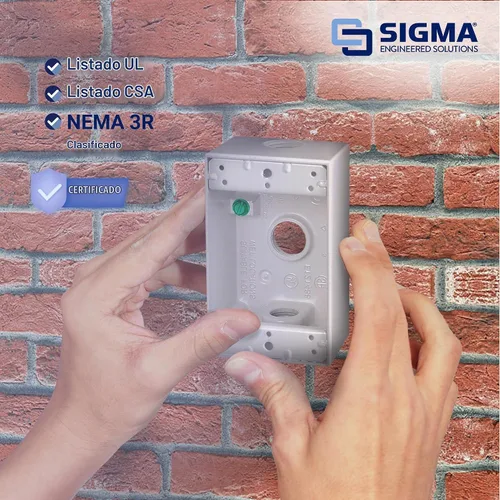 Vista 6 de SIGMA ENGINEERED SOLUTIONS 14250WH Caja de Salida Eléctrica de Metal, Resistente a la Intemperie, Protector de Enchufe y Receptáculo de Montaje
