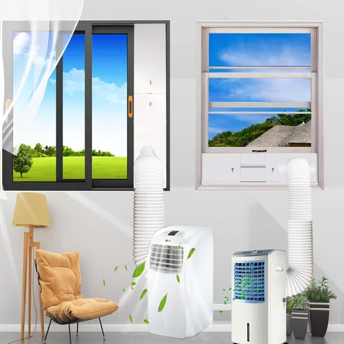 Vista 5 de Kit de ventilación portátil de ventana de CA, kit de placa ajustable de ventana deslizante vertical/horizontal para unidad de CA, kit de ventilación