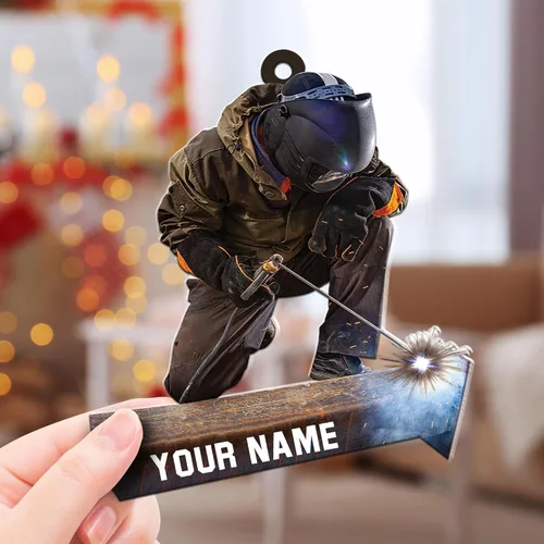 Vista 19 de Adornos de soldador personalizados, adorno de árbol de Navidad con nombre personalizado, regalo perfecto para soldador